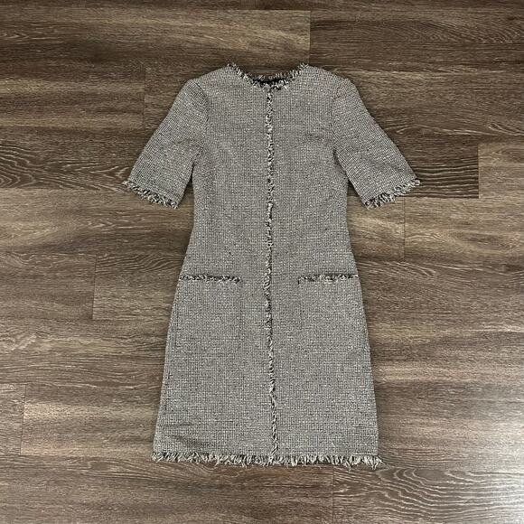EUC L.K. Bennett London DR Nessa Black Cream Tweed Shift Dress Size 4 Wool EUC - Picture 8 of 14